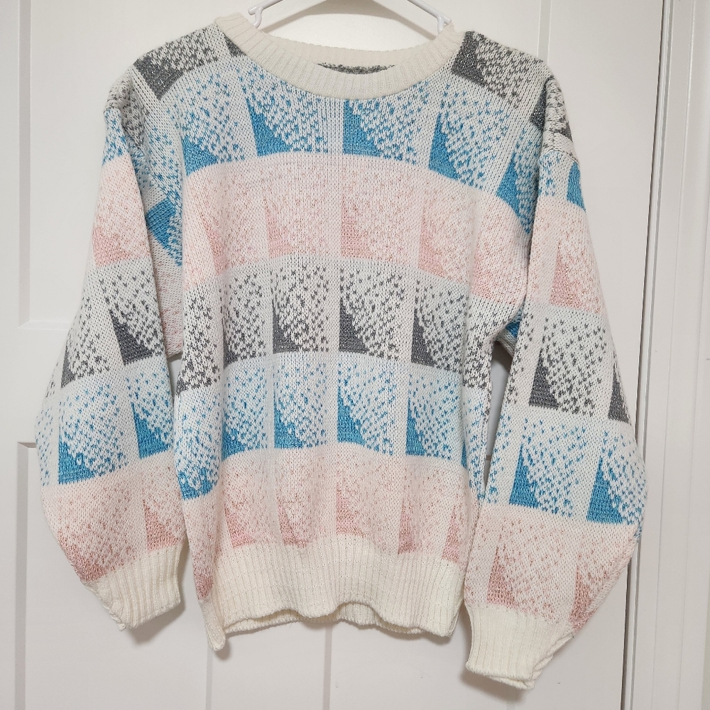 Burlington Vintage Knit Sweater, Women's Medium With Geometric Shapes